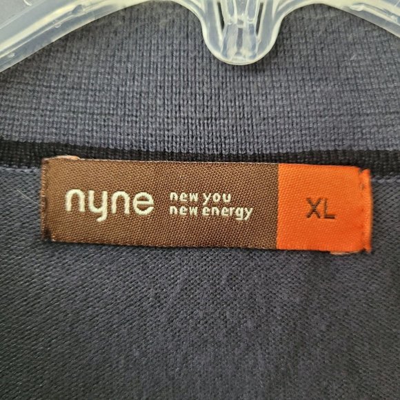 Nyne Sweater Mens XL Bamboo Long Sleeve 3-Button Collared Sweater Blue‎ Grey - Picture 4 of 11